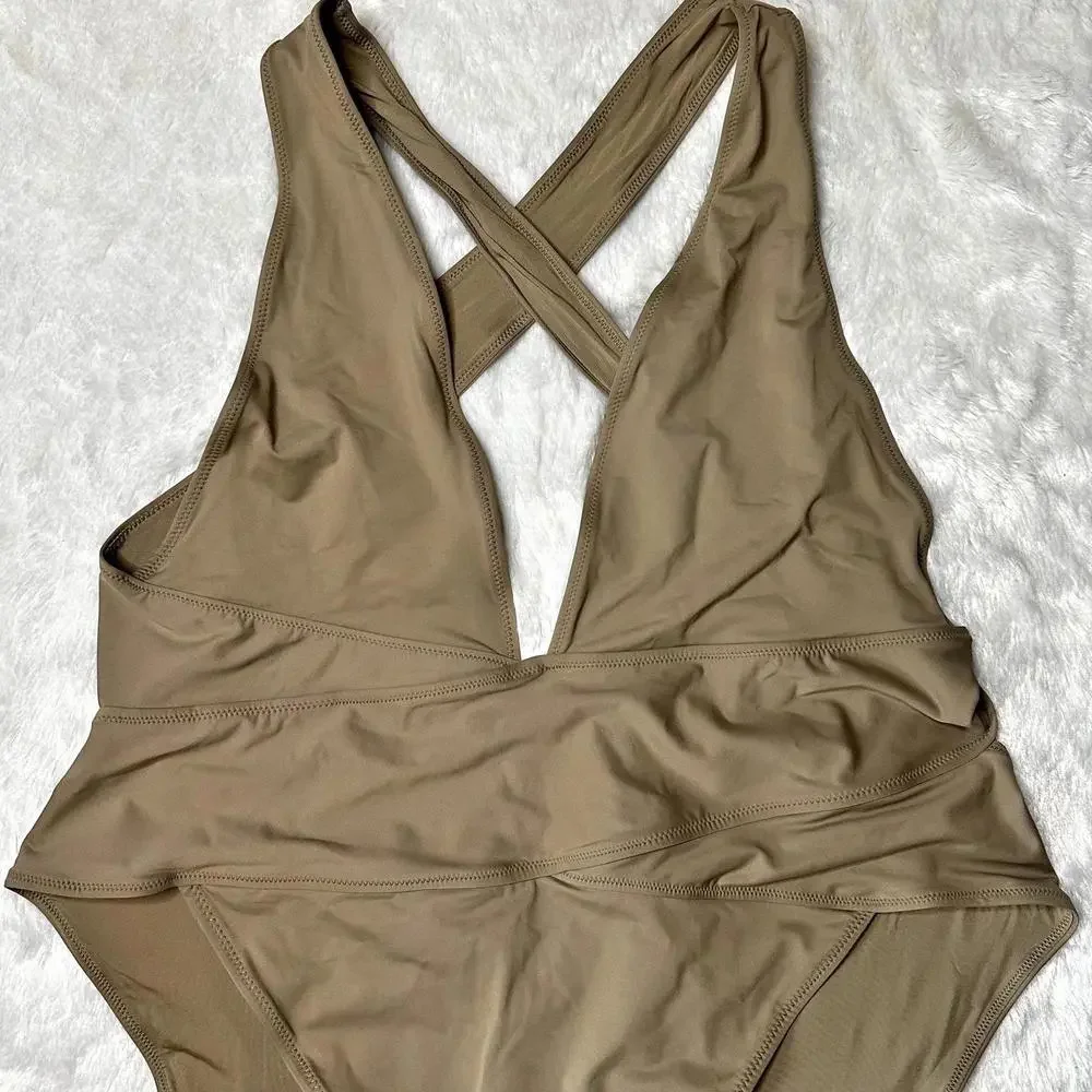 NWT Skims Swim Cut Out Plunge Monokini Swimsuit Desert Women’s 4X
